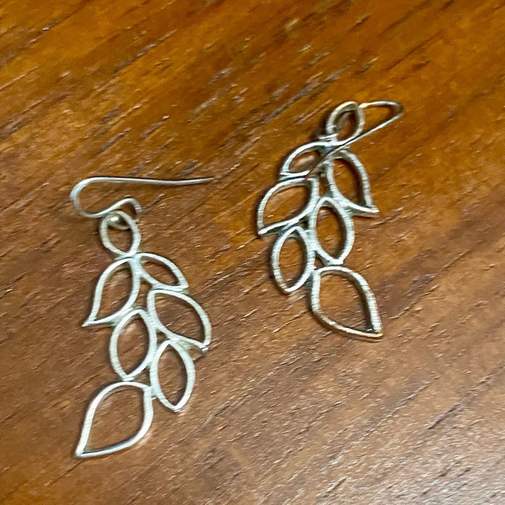 Silver Leaf Dangle Earrings